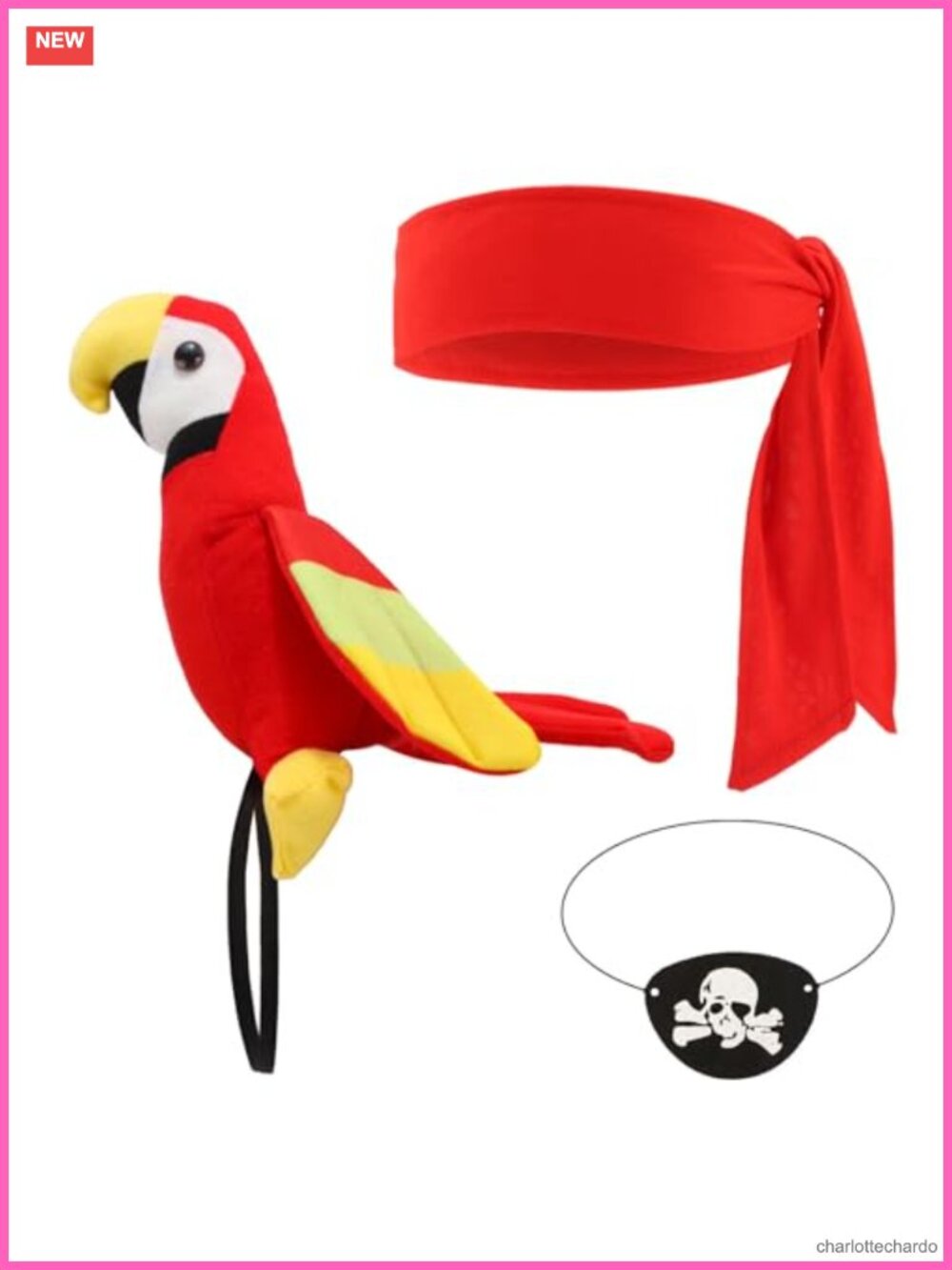 Pirate Costume Accessory Set Headband Parrot Eye Patch Cosplay Halloween